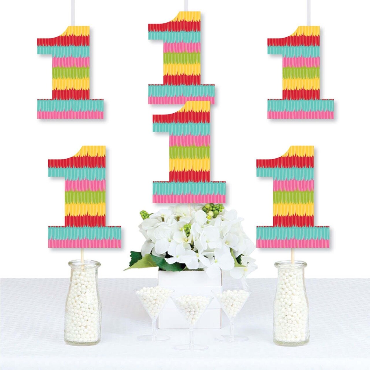 Big Dot of Happiness 1st Birthday Let's Fiesta - One Shaped Decorations DIY Fiesta First Birthday Party Essentials - Set of 20